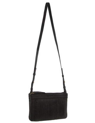Crossbody bag Black / Leather PC 3664 BLK Pierre Cardin Leather Pleated Design Crossbody Bag in Black