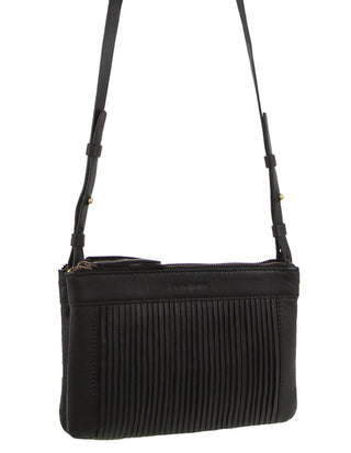 Crossbody bag Black / Leather PC 3664 BLK Pierre Cardin Leather Pleated Design Crossbody Bag in Black