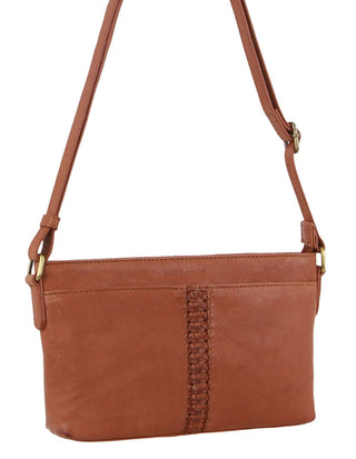 Crossbody bag Tan / Leather PC 3692 TAN Pierre Cardin Leather Woven Design Crossbody Bag in Tan
