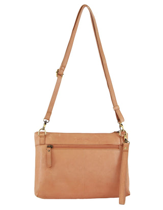 Crossbody bag Apricot / Leather PC 3691 APRICOT Pierre Cardin Leather Wristlet Crossbody Bag in Apricot