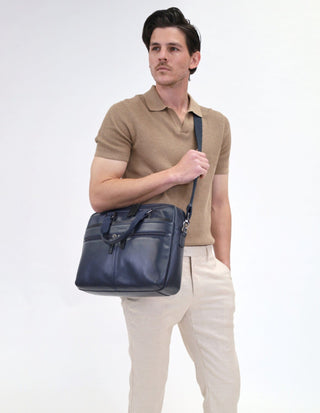 Laptop & Business bags Navy / Leather PC 3824 NAVY/BLACK Pierre Cardin Men's Leather Business Computer Bag in Navy