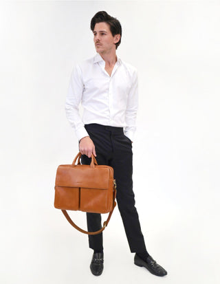 Laptop & Business bags Cognac / Leather PC 3963 COGN Pierre Cardin Men's Leather Classic Messenger/Computer Bag in Cognac