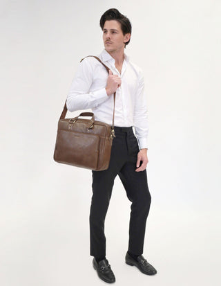 Laptop & Business bags Oak / Leather PC 3960 OAK Pierre Cardin Men's Leather Rustic Business/Laptop Bag in Oak