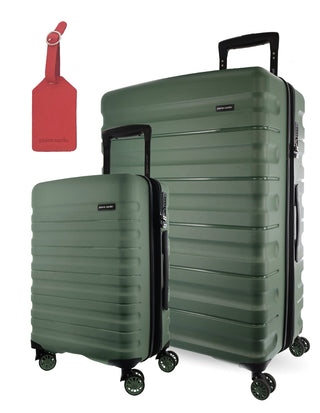 Hard Shell Luggage PC 3941LC MOSS+PC3761 Pierre Cardin Moss Hard Shell LARGE and CABIN Bundle 2-Piece Set + Assorted Luggage Tag