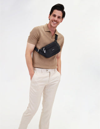 Waist Bag Black / Nylon PC 3178 BLK Pierre Cardin Nylon Anti-Theft Waist Bag in Black