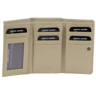 Tri-fold Wallet Cement / Leather PC 3905 CEMENT Pierre Cardin Pleated Leather Ladies Tri-Fold Wallet in Cement