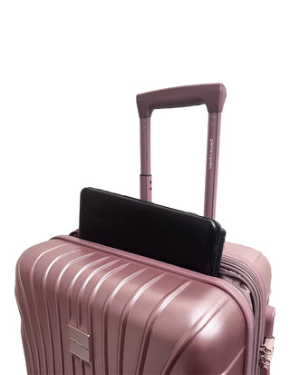 Hard Shell Luggage PC 3248LC ROSE+PC3761 Pierre Cardin  Rose Hard Shell LARGE and CABIN Bundle 2-Piece Set + Assorted Luggage Tag