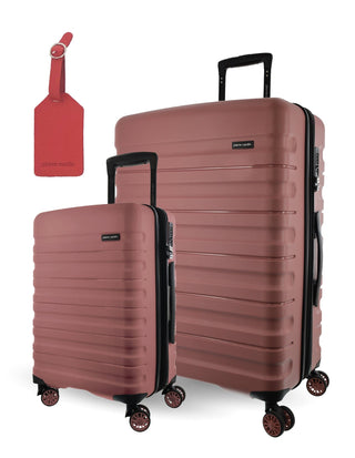 Hard Shell Luggage PC 3941LC ROSE+PC3761 Pierre Cardin Rose Hard Shell LARGE and CABIN Bundle 2-Piece Set + Assorted Luggage Tag