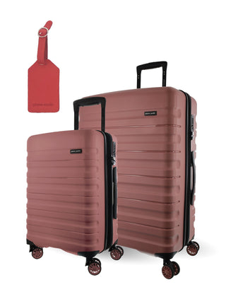 Hard Shell Luggage PC 3941MC ROSE+PC3761 Pierre Cardin Rose Hard Shell MEDIUM and CABIN Bundle 2-Piece Set + Assorted Luggage Tag