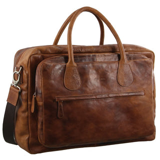 Overnight Bag Cognac / Leather PC 2802 COGN Pierre Cardin Rustic Leather Business Bag in Cognac