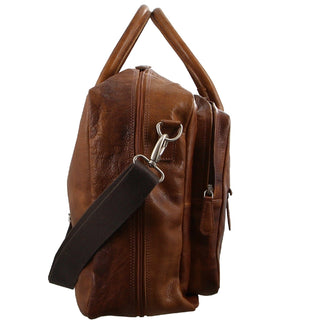 Overnight Bag Cognac / Leather PC 2802 COGN Pierre Cardin Rustic Leather Business Bag in Cognac
