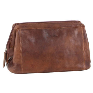 Organiser Bag Cognac / Leather PC 2803 COGN Pierre Cardin Rustic Leather Toiletry Bag in Cognac