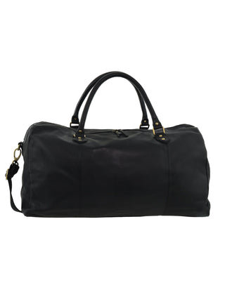 Overnight Bag Black / Leather PC 3335 BLK Pierre Cardin Smooth Leather Overnight Bag in Black