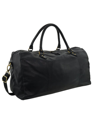 Overnight Bag Black / Leather PC 3335 BLK Pierre Cardin Smooth Leather Overnight Bag in Black