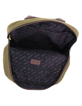 Backpack Dark Olive / Vegan Leather/Canvas POL 34 DKOLIVE Police Rustic Canvas Backpack in Dark Olive