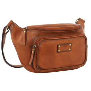 Sling Bag Cognac / Leather PC 3455 COGN Pierre Cardin Burnished Leather Sling Bag in Cognac