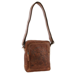 Billy The Kid Men's Genuine Leather Small Shoulder Bag in Cognac