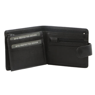 Milleni Leather Men's Tab Wallet in Black