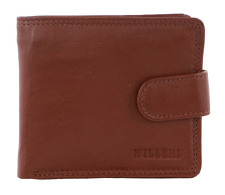 Milleni Leather Men's Tab Wallet in Tan