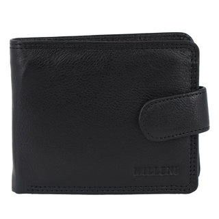 Milleni Leather Men's Tab Wallet in Black