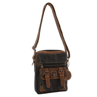 Jack's Inn Panama Canvas and Leather Small Crossbody Bag in Cognac