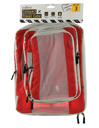 Milleni Travel Compact Travel Cube in Red (3 PK)