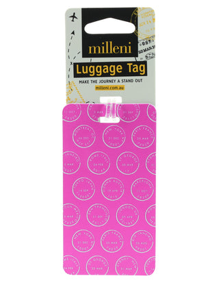 Milleni Travel Pink Stamps Luggage Tag