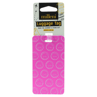 Milleni Travel Pink Stamps Luggage Tag