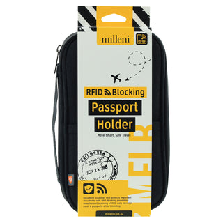 Milleni Travel RFID Blocking Passport Holder in Black