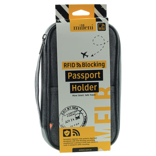 Milleni Travel RFID Blocking Passport Holder in Grey