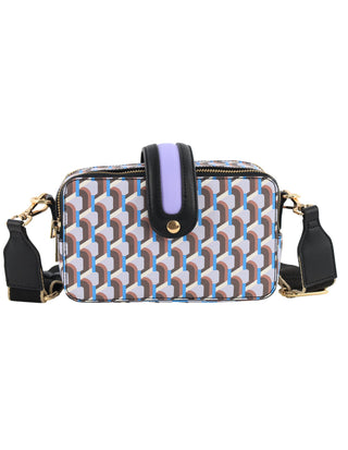 Milleni Ladies Fashion Geometric Crossbody Bag with Webbing Strap in Lilac