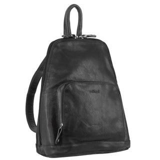 Milleni Ladies Leather Twin Zip Backpack in Black