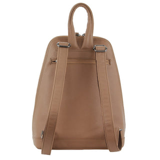 Milleni Ladies Leather Twin Zip Backpack Burro