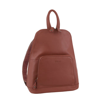 Milleni Ladies Leather Twin Zip Backpack  in Rose