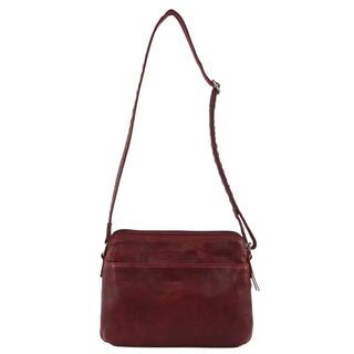 Milleni Ladies Nappa Leather Crossbody  Bag in Cherry