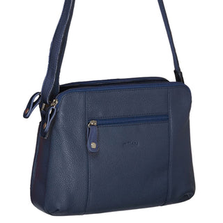 Milleni Ladies Nappa Leather Crossbody Bag in Navy