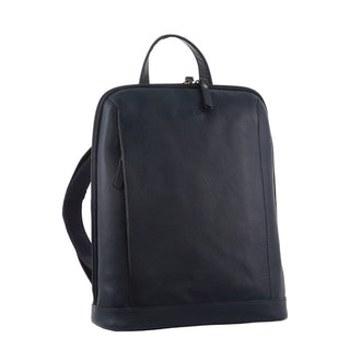 Milleni Ladies Nappa Leather Twin Zip Backpack in Navy