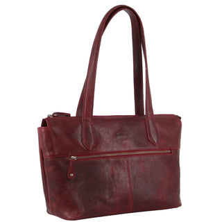 Milleni Ladies Nappa Leather Shoulder Bag in Cherry