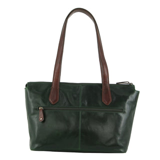 Milleni Ladies Nappa Leather Shoulder Bag in Emerald-Chesnut