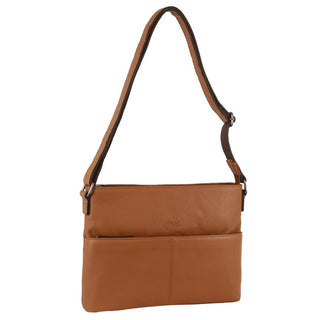 Milleni Ladies Nappa Leather Crossbody Bag in Cognac