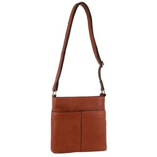 Milleni Ladies Nappa Leather Crossbody Bag in Cognac