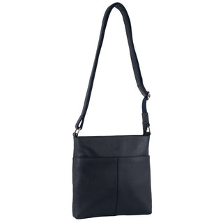 Milleni Ladies Nappa Leather Crossbody Bag in Navy