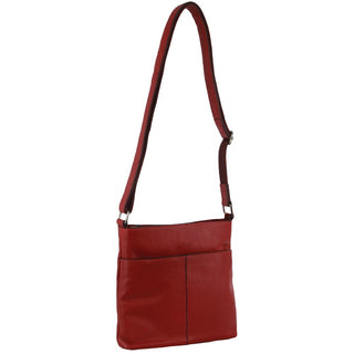 Milleni Ladies Nappa Leather Crossbody Bag in Red