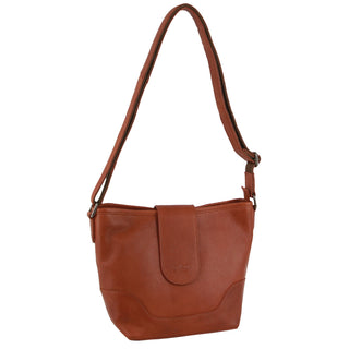 Milleni Leather Ladies Crossbody Bag in Cognac