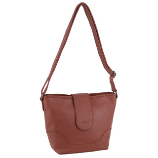 Milleni Leather Ladies Multi-Zip Crossbody Bag in Rose