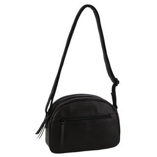 Milleni Leather Ladies Multi-Zip Crossbody Bag in Black