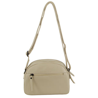 Milleni Leather Ladies Multi-Zip Crossbody Bag in Cement