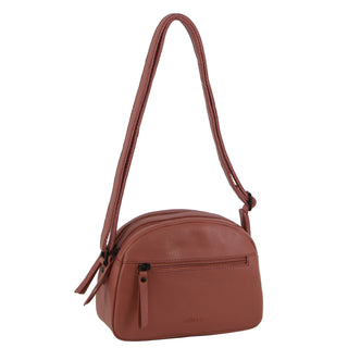 Milleni Leather Ladies Multi-Zip Crossbody Bag in Rose