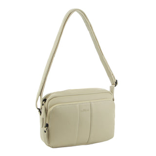 Milleni Leather Ladies Multi-Zip Crossbody Bag in Cement