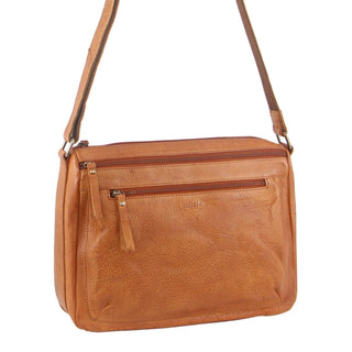 Milleni Ladies Nappa Leather Crossbody Bag in Cognac